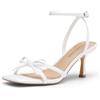 DREAM PAIRS Sandali Donna Fiocco Kitten | Tacco gattino 7,5 cm, punta quadrata aperta, fiocco romantico, soletta imbottita, suola antiscivolo, eleganti per matrimoni.