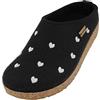 HAFLINGER Grizzly Cuoricini - Pantofole in feltro a forma di cuore, in sughero, Schwarz203, 41 EU