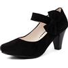 elerhythm Mary Jane Vintage Tacchi con Bow Gatsby 1950 Pumps Punta Chiusa 1920 Victorian Ankle Straps Faux Suede Scarpe (Nero UK4)