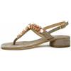 OSVALDO PERICOLI Sandalo Infradito Donna Pelle Camoscio Beige con Gioiello - Tacco 2,5 cm
