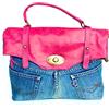 Superflybags Borsa a mano In Vera Pelle Camoscio + Tessuto Jeans modello DAKOTA Made In Italy