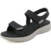 SMajong Sandali Donna Ortopedico con Adjustable Strappo Sandali Estivi Leggere Comode Cuoio Artificiale Sandali con Zeppa Vintage Moda Scarpe Versatili, Nero,38 EU