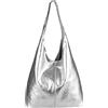 OBC Only-Beautiful-Couture OBC Made IN Italy Borsa da Donna in Pelle METALLIC, Borsa a Mano, Borsa a Spalla, Hobo-Bag, Borsa a Tracolla, Borsa a Mano Argento, argento, ca.: 43x32x17 cm (BxHxT)