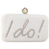 Boutique De FGG Yes I Do Borse da Sera Perline Donna Pochette Borsette Sposa Matrimonio, Bianca