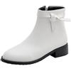 XIEPP Stivaletti casual da donna Stivali corti con tacco basso e cerniera laterale, bianco, 46 EU