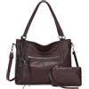 BAIGIO Borsa Donna Grande con Portafogli Borsa Tracolla Donna | Pelle PU Tote Bag Borsetta Borse Lavoro Donne Borse per Shopping Viaggi Ufficio, Prugna Scuro