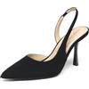 DREAM PAIRS Scarpe Tacco Spillo Donna Slingback,Nero-Nabuk,36.5