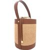 Superflybags Donna Borsa Secchiello a Mano in vera Pelle con Rafia Modello GHANA 20x24x20 Made in Italy