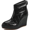 LarDorLin Donna Zeppa Inverno Plateau Stivaletti Zip Ufficio Tacco Alto Warm Appuntito Eleganti Polacchine Nero Numero 36 EU