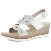 inblu Sandali Donna in Ecopelle con Zeppa e Strass, Plantare Imbottito e Cinturno Regolabile, Bianco, 37