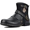 OSSTONE Chukka Stivali Cowboy Biker Boots Maschio Mens Motociclo Botas Cerniera su in Pelle Vitello Western retrò Stile Uomo Stivali Piatto Caviglia Stivaletti Boots OS-5008-1-A-IT