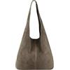 Modarno Borsa a tracolla da donna in pelle scamosciata pochette, borsa a tracolla, shopper, da donna, in vera pelle (Sabbia)