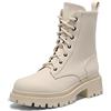 DREAM PAIRS Stivali Anfibi Donna Cerniera con Lacci Silhouette Comoda Chiusura Lampo Fodera Calda Suola Interna,Size 37,Beige,SDMB2203W-E