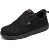 LARNMERN Scarpe Antinfortunistiche Uomo con Punta d'Acciaio Mani Libere Leggero Scarpe da Lavoro Antiscivolo(46 EU, Nero)