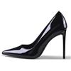 GENSHUO Scarpe Decolte Donna con Tacco a Spillo da 10 cm,Sexy Alto Tacco a Punta per Feste,Balli di Fine Anno,Matrimonio con Tacco a Spillo,Tutto Nero,Taglia 38.5 EU