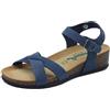 BioNatura 12 Fregene Imb Nabuk Blu China Sandali per Donna in Pelle Zeppa Bassa (Taglia 38)