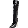 Bviennic Donna Appuntito Vernice Stivali Alti Zip Laterale