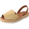 Avarca Sandali da donna in pelle - Piattaforma Menorchina Sandali con suola in rafia e soletta imbottita - Prodotti in Spagna, beige, 35 EU