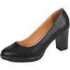 QUEEN HELENA Scarpe con Tacco Basso Décolleté Chiuse Eleganti Donna ZM9612 (Nero, Sistema Taglie Calzature EU, Adulto, Donna, Numero, Media, 37)