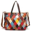 Karoukee Borsa Tote Colorata da Donna per Laptop, Borsa a Mano Grande ed Elegante in Vera Pelle con Design Patchwork, Borsa a Tracolla di Moda per Portatile, Borse a Spalla per Signore