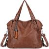 VINBAGGE Grande Borse Tote a Mano da Donna, Grande Borsa a Tracolla Donna, Borsetta Shopper Porta PC 15.6 Pollici in Pelle PU per Viaggi Shopping Lavoro Scuola,Marrone