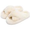 Chantomoo Pantofole da Donna in Memory Foam, per Camera da Letto, in Peluche, Comode, Foderate in Finta Pelliccia, Suola Antiscivolo, Pantofole Regalo alla Moda Croce,Beige 38/39 EU
