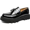 EsaSam Mocassini da Uomo con Suola Spessa in Pelle Verniciata Classici con Punta Rotonda E Tacco Spesso Slip-On Scarpe Casual da Lavoro Formali,Nero,40 EU