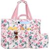 NEWIROVE Borsa Mare Grande Borsa Spiaggia Donna XXL Famigli Impermeabile Beach Bag Con Zip Pieghevole Borsa Da Spiaggia Multitasche Tote Bag Per Viaggio, Vacanza. 50L, Fenicottero rosa