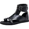 Generic Sandali da uomo High Top Roman Sandali Clip Toe Scarpe Moda Scarpe Uomo Stivaletti, Nero , 41 EU Stretta