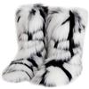 Ulalaza Stivali delle donne Fluffy Fuzzy Furry Snow Boots Inverno Mid Calf Snow Boots Scamosciata Pelliccia Calda Foderata Stivali Piatti Casual Moda