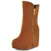 Bviennic Donna Zeppa Stivali con Cernieras Tacco Alto Stivaletti Punta Rotonda Zip Moda Serata Polacchine, Numero 33-41