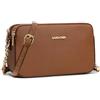 David Jones - Borsa a Tracolla Piccola Donna - Borsa a Mano Spalla Telefono Pelle PU Rigida - Borsetta 3 Scomparti Tasche - Clutch Crossbody Bag Moda Noche Sera - Marrone Cognac