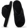 Chantomoo Pantofole per Donna Memory Foam Casa Camera da Letto Velluto a Coste Fiocco Ciabatte Trasversali Scarpe Comode Pantofole Regalo alla Moda,Nero 38/39 EU