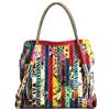 Segater® Borsa Tote Multicolore da Donna in Vera Pelle - Grande Borsa a Mano Patchwork Colorata - Hobo Purse a Tracolla (Colorful-Middle Size)