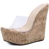 FhiHUEpr Sandali da Donna Trasparenti a Punta Aperta con Zeppa con Plateau da 16 cm - Tacchi Alti Estivi per Pole Dance, Discoteca,Clear,36 EU