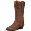 ARIAT Women's Heritage Western R Toe Western Cowboy Boot, Black Deer Tan, 6.5 B US
