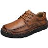 Generisch Mocassino, scarpe da uomo in pelle bassa, antiscivolo, comode, fatte a mano, suola morbida, ammortizzante, per attività all'aperto, corsa, casual, con lacci 38-48, marrone, 44