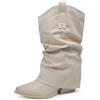 IF Fashion Scarpe Stivaletti Arricciati Da Donna Con Ghetta Risvolto G695 beige N.38