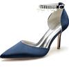 EICOFF Scarpe con Tacco Alto con Cinturino alla Caviglia Décolleté Donna con a Punta Perle Sandali da Sposa Matrimonio per Feste,Dark Blue,38 EU