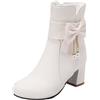 Generisch Stivaletti da donna in pelle PU, Chelsea, eleganti, corti, ortopedici, con cerniera, per autunno e inverno, da donna, con tacco a blocco, bianco, 38 EU