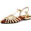 LarDorLin Spiaggia Sandals Donna Chiuse Davanti Pantofole Tacco Basso Mules Braid Ciabatte Estate Alla Schiava Strappy Romano Flip Flops Oro Numero 41 EU (43 Cn)