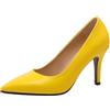 LarDorLin Appuntito Tacco a Spillos Donna Scarpe Vestito Bridal Senza Chiusura Eleganti Vernice Pompe al Tallone Alto Festa Giallo Numero 32 EU