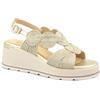 Keys 12112 Gold Oro Scarpe Donna Sandalo Cinturino Effetto Rafia Zeppa
