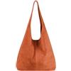 Modarno Borsa a tracolla da donna in pelle scamosciata pochette, borsa a tracolla, shopper, da donna, in vera pelle (Arancione)