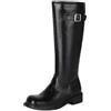 Bviennic Stivali Al Ginocchio Donna Tacco Medio a Blocco Casuale Punta Rotonda Zip Riding 2631 Nero Numero 44 EU/46Cn