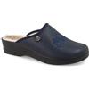 Fly Flot | Classic Woman, Pantofole Donna con Ricamo, Ciabatte con Tomaia Foderata in Vera Lana, Sottopiede in Vera Lana, Blu, 37