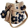 Generic Borse a crochet per donne, borsa tote boho fatta a mano con fiori, borsa tote in maglia, per gita in spiaggia, shopping quotidiano, vacanza estiva, spaziosa e leggera, regalo unico, Blu, Refer to