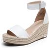 DREAM PAIRS Sandali Donna Zeppa Estivi Comodi | Zeppa 3 pollici, piattaforma in rafia, cinturino singolo, soletta in PU, suola TPR antiscivolo, per lavoro e spiaggia.