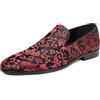YFFUSHI Loafers Uomo Lusso Ricamati Scarpe Basse Comfort Mocassini Uomo da Guida Barca Classic, Rosso, 40