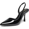 DREAM PAIRS Scarpe Tacco Spillo Donna Slingback,Nero-Pat,40